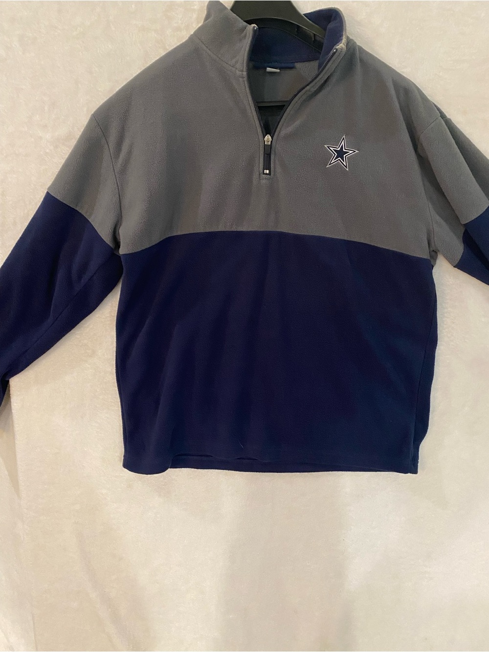 NFL Men’s Gray and Navy Half-Zip Pullover with Cowboys Star